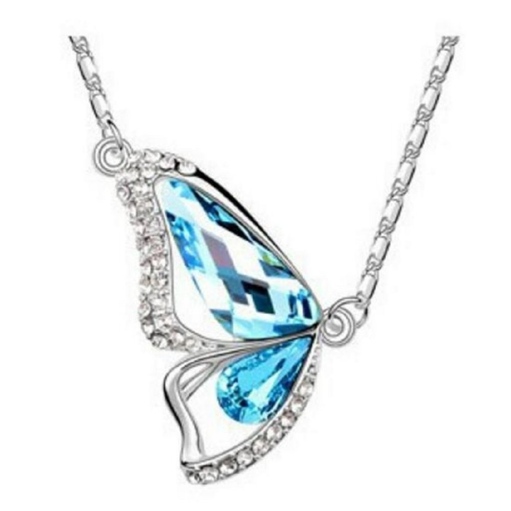 Fifth Avenue Delicate Blue Butterfly Silver Tone Pendant Necklace